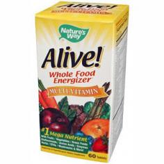 Alive! contains life-giving nutrients from more sources than any other daily supplement. Alive! is made of the traditionally high standards of Nature's Way. Only the best ingredients are used such as chelated minerals, "flash glanced" fruits/veggies, and organically grown mushrooms - all laboratory tested for purity and potency. The new thinking in energy is Alive, the ultimate whole food energizer from Nature's Way. It's the most comprehensive daily supplement, uniquely balanced in three important areas: 1) daily essentials, 2) botanical energizers, and 3) system defenders. Daily Essentials. Alive! provides the building blocks and nutrients needed to sustain your body's vital functions. The formula delivers 16 vitamins, 13 minerals, 18 amino acids and 10 essential fatty acids (EFAs). For energy and health, they're a must. Alive! is particularly rich in energizing B-vitamins. Thiamin (B1), Riboflavin (B2), Niacin (B3), Pantothenic Acid (B5), Biotin, Vitamin B6 & B12. They're essential for metabolizing fats, proteins and carbohydrates. Every cell of the body requires B-vitamins to convert carbohydrates into ATP, the fuel yor body runs on. Botanical Energizers. Alive! contains the life-giving force mother nature places in fruits, vegetables and green goods. Thousands of energizing & revitalizing phytonutrients are captured from 12 fruits and 12 vegetables. Each is "flash glanced" through a proprietary, low temperature process to preserve its powerful, yet delicate, nutrient balance. System Defenders. Alive! is rich in antioxidants, myco-nutrients (from mushrooms) and other specialty nutrients to compliment your body's natural immunity. These "system defenders" help combat free radicals and other distractors. After all, a healthier system is more energetic! Quick into the Blood Stream. Alive! tablets dissolve fast to ensure their nutrients are readily absorbed along the entire digestive tract. Better absorption means more energizing nutrients into the blood stream. Alive! tablets dissolve fater than other food-based brands. In fact, up to 5X faster. Alive! gives you quicker, more lasting energy. Give it a try and see.