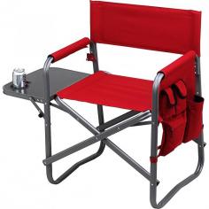 The Ascot folding directors chair is lightweight and portable, constructed with a durable aluminum frame with an attractive matt grey finish. It features a fold-out side table with drink holder, a perfect place for resting plates of food, snacks, etc. and includes a removable shoulder strap (plus hand grips) to make carrying easy. The seat is a comfortable 20.5" wide with padded armrests, back, and seat. The backrest is angled for optimal comfort while relaxing on the beach, sitting around a campfire, watching a concert, etc. The multi pocket organizer is very useful and includes a bottle sized pocket and zip closed pocket for valuables. Maximum weight capacity for the chair is 275 lbs. Constructed with heavy duty canvas to provide years of service. This chair is a great gift for any outdoor or sports enthusiast. Lifetime Warranty.