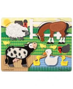 Melissa & Doug Farm Touch and Feel PuzzleIt's fun for little fingers to explore the various textures on these farm animal shaped puzzle pieces Each piece of this wooden puzzle will help stimulate sensory discrimination and eye-hand development.