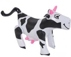 This Inflatable Cow is black, white and pink and has a smiling face and wagging tail. Each Black and White Inflatable Cow measures 10 inches tall from the tops of it's horns to it's hooves x 5 1/2 inches wide x 16 inches long from it's nose to the end of it's tail. Whether you're decorating for a farm party or using this as a favor for each of your party guests, this Inflatable Cow will bring a smile to everyone's face.
