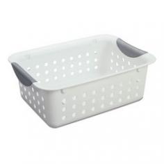Shop for Decor at The Home Depot. The Sterilite Medium Ultra Storage Basket is made of plastic. This basket has thick, durable walls that are suitable for storing a variety of items. Its contemporary design is great for home office organizing. Color: Whites.