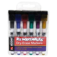 One of the handiest markers you'll find. Comes in a convenient compact size and features a cap with built-in eraser for quick, easy corrections. Attached magnets offer an easy way to "hang" markers near or on the board. Intense colors let you create an eye-catching and effective presentations. Low-odor ink is ideal for the classroom or home office. Erases easily so your board always looks fresh and new.