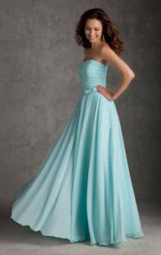For Girls Blue Green Long Bridesmaid Dress 