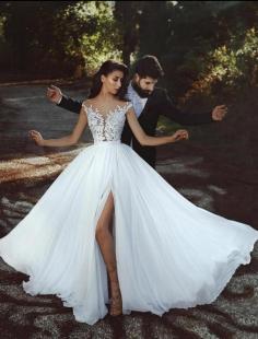 Elegante Brautkleider Mit Spitze Chiffon Bodenlang Summer Hochzeitskleider Günstig Online