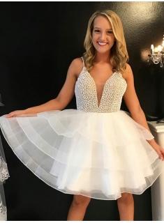 $119 Sexy Short Spaghetti Straps Homecoming Dresses 2018 | Tulle Sleeveless A-line Hoco Dress