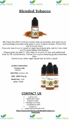 A dry smokey tobacco base with vanilla notes and nutty aftertaste. This e liquid works especially well with caramel or an extra shot of vanilla.
