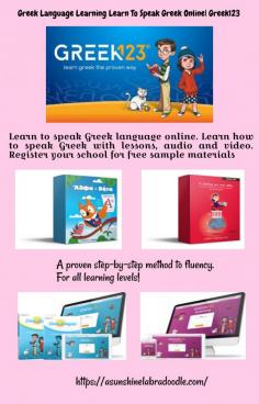 Learn to speak greek language online. Learn how to speak Greek with lessons, audio and video. Register your school for free sample materials.