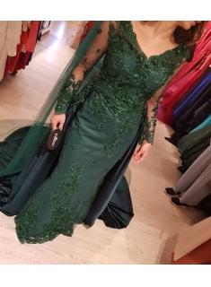 Elegante Grüne Abendkleider | Abendkleid Mit Ärmel Online