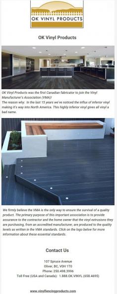 The reason why:  In the last 15 years we’ve noticed the influx of inferior vinyl making it’s way into North America. This highly inferior vinyl gives all vinyl a bad name and we firmly believe the VMA is the only way to ensure the survival of a quality product. The primary purpose of this important association is to provide assurance to the contractor and the home owner that the vinyl extrusions they are purchasing, from an accredited manufacturer, are produced to the quality levels as written in the VMA standards. Click on the logo below for more information about these essential standards.