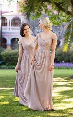 Sexy Brown Off-the-shoulder Chiffon Long Bridesmaid Dresses | www.babyonlinewholesale.com