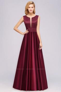 Deep-V-Neck Sleeveless Bridesmaid Dress | BmBridal