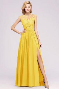 Long Lace Bridesmaid Dress with Appliques | BmBridal