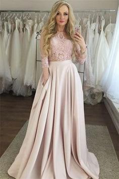Gorgeous Lace Prom Longsleeves Dresses |   Evening Dresses with Pocket