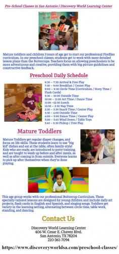 Discovery Learning Center has been offering the best Pre-School classes in San Antonio. We provide a curriculum that will allow students to thrive for years to come.