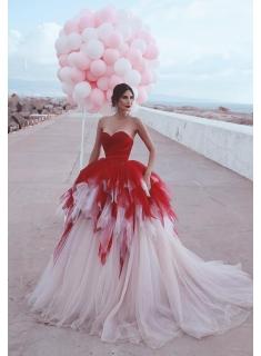 Fashion Rote Brautkleider Prinzessin | Hochzeitskleider Günstig Online