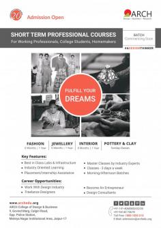Here are the Short Term Professional Courses in Design for Working Professionals, Home Makers and College Students by ARCH College of Design & Business. Explore the various short terms courses at https://www.archedu.org/fashion-design-short-term-courses.html
