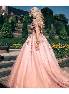 Rosa Brautkleider Mit Ärmel | Hochzeitskleider Prinzessin Online