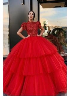 Luxus Abendkleider Rot Prinzessin | Abendmoden Online Kaufen