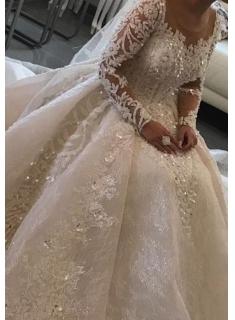 Modern Brautkleider mit Ärmel | Spitze Hochzeitskleider Prinzessin
