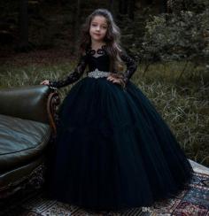 SchÃ¶ne BlumenmÃ¤dchenkleider Schwarz | Prinzessin Kinder Hochzeitskleid