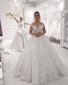 Hochzeitskleid Prinzessin Glitzer | Brautkleid Spitze A Linie