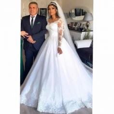Elegante Brautkleider A Linie | Hochzeitskleider mit Spitze Ãrmel