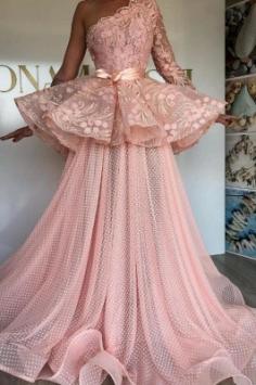 Elegante Abendkleider Lang Rosa | Abiballkleider mit Spitze