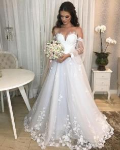Designer Hochzeitskleid A Linie Spitze | Brautkleider mit Ãrmel