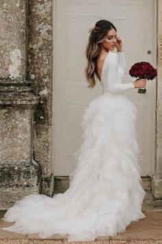Schlichte Hochzeitskleider WeiÃ | Brautkleider mit Ãrmel