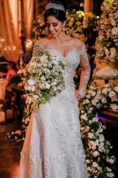 Luxus Brautkleider mit Ãrmel | Hochzeitskleider A Linie Spitze