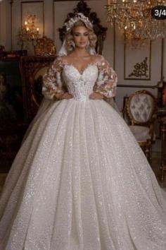 Luxus Hochzeitskleider mit Ãrmel | Brautkleider Prinzessin Glitzer
