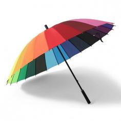 The Rainbow Golf Umbrella is a high-quality and stylish accessory that combines practicality with fashion. It is a large, sturdy and durable umbrella that is specifically designed for golfers, but can be used for any outdoor activity. The colorful rainbow design makes it stand out from other traditional golf umbrellas and adds a touch of fun to your game.

This golf umbrella features a double canopy, which allows the wind to pass through and prevent it from being blown away by strong winds. The fiberglass frame and shaft provide excellent durability and strength, making it able to withstand harsh weather conditions. The handle is ergonomically designed and provides a comfortable grip even during prolonged use.