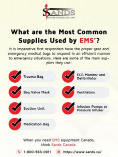 It is imperative first responders have the proper gear and emergency medical bags. 

https://www.sands.ca/equipment-bags