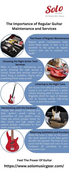 A guitar, much like a classic car or a cherished piece of artwork, requires tender loving care. Not only does this prized possession need occasional tuning, but regular maintenance as well. This keeps your guitar not just sounding its best but also increases its longevity. Each strum and chord progression you play on your guitar leaves a subtle mark. To  know more visit here : https://www.solomusicgear.com/